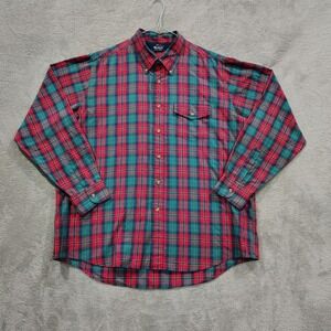 Vintage WOOLRICH Shirt Mens L* Red Plaid Button Down 80s 90's Casual‎ Office